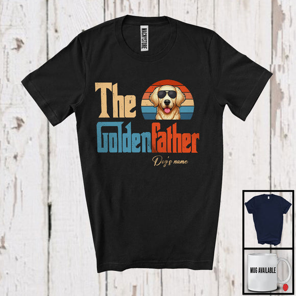 MacnyStore - Personalized Custom Name Vintage Goldenfather, Lovely Father's Day Golden Retriever, Family T-Shirt