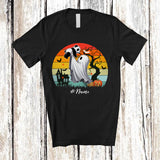 MacnyStore - Personalized Custom Name Vintage Retro Boo Hugging Panda; Lovely Halloween Animal Lover T-Shirt