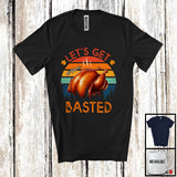 MacnyStore - Personalized Custom Name Vintage Retro Let's Get Basted; Joyful Thanksgiving Dinner Roast Turkey T-Shirt