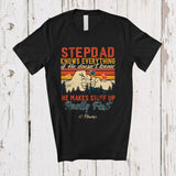 MacnyStore - Personalized Custom Name Vintage Retro Stepdad Knows Everything; Happy Father's Day Family T-Shirt