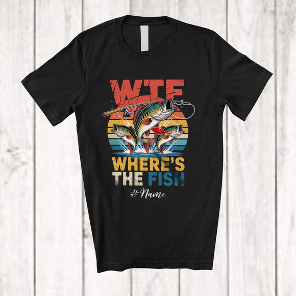 MacnyStore - Personalized Custom Name Vintage Retro W.T.F Definition Where's The Fish; Sarcastic Fish Fisher Fishing T-Shirt