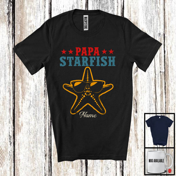 MacnyStore - Personalized Custom Name Vintage Starfish Papa, Amazing Father's Day Starfish Sunglasses T-Shirt