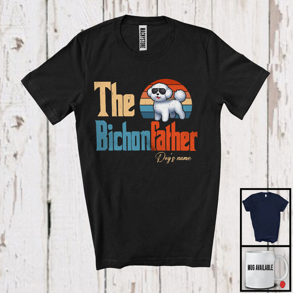 MacnyStore - Personalized Custom Name Vintage The Bichonfather, Lovely Father's Day Bichon Frise, Family T-Shirt