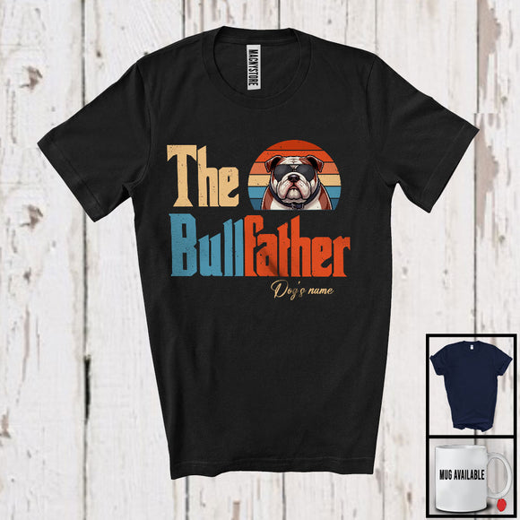 MacnyStore - Personalized Custom Name Vintage The Bullfather, Lovely Father's Day Bulldog, Family T-Shirt