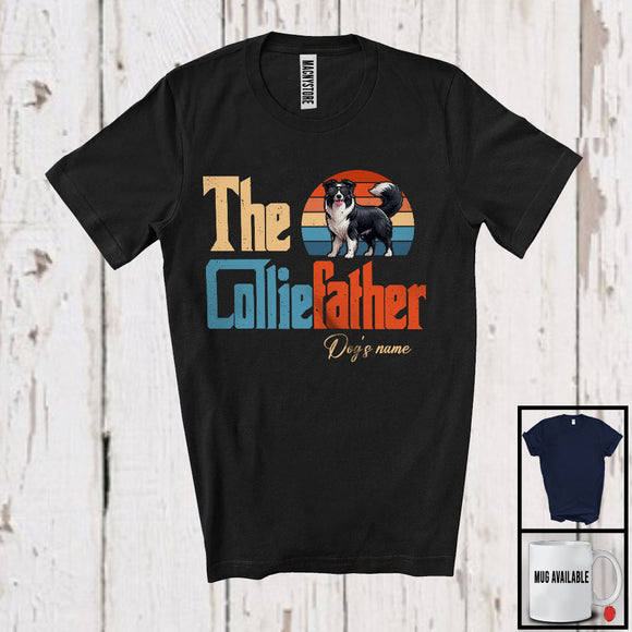 MacnyStore - Personalized Custom Name Vintage The Colliefather, Lovely Father's Day Border Collie, Family T-Shirt