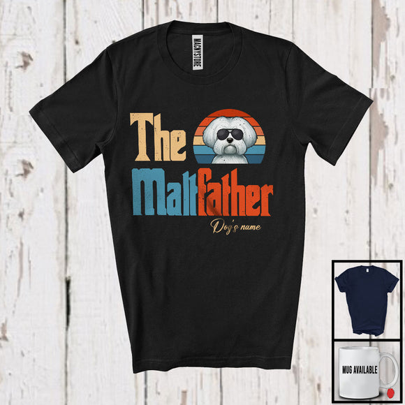 MacnyStore - Personalized Custom Name Vintage The Maltfather, Lovely Father's Day Maltese, Family T-Shirt