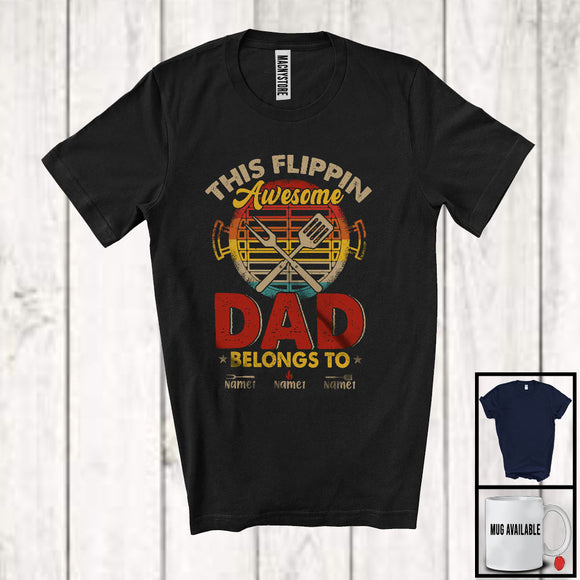 MacnyStore - Personalized Custom Name Vintage This Flippin Dad Belongs, Happy Father's Day Grilling BBQ, Family T-Shirt