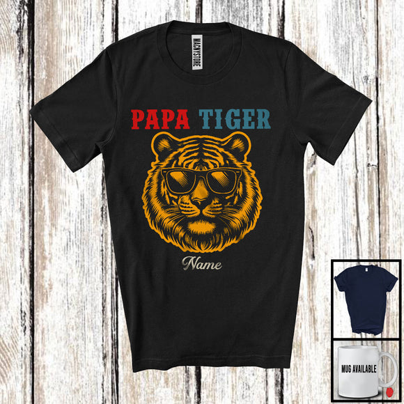 MacnyStore - Personalized Custom Name Vintage Tiger Papa, Amazing Father's Day Tiger Sunglasses, Family T-Shirt