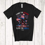 MacnyStore - Personalized Custom Name Vintage Time To Drink Wine Grill; Amazing 4th Of July Patriotic Grilling T-Shirt