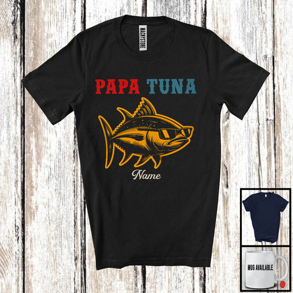 MacnyStore - Personalized Custom Name Vintage Tuna Papa, Amazing Father's Day Tuna Sunglasses, Family T-Shirt