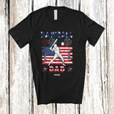 MacnyStore - Personalized Custom Name Vintage US Flag Baseball Dad; Amusing 4th Of July Player Family T-Shirt