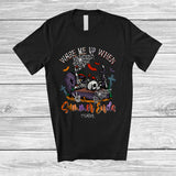 MacnyStore - Personalized Custom Name Wake Me Up When Summer Ends; Humorous Halloween Coming Skull T-Shirt