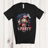 MacnyStore - Personalized Custom Name Wanna You To Party; Joyful 4th of July Women Uncle Sam; Patriotic T-Shirt
