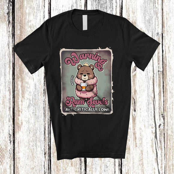 MacnyStore - Personalized Custom Name Warning Rum Levels; Lovely Bear Drinking; Girls Women Drunker T-Shirt