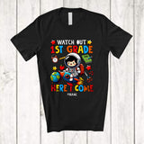 MacnyStore - Personalized Custom Name Watch Out 1st Grade; Joyful Back To School Astronaut Students Group T-Shirt