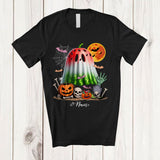 MacnyStore - Personalized Custom Name Watermelon Wearing Ghost Boo Costume; Creepy Halloween Fruit Vegan T-Shirt