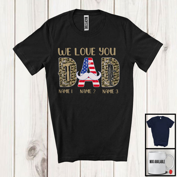 MacnyStore - Personalized Custom Name We Love You Dad, Awesome Father's Day American Flag, Veteran T-Shirt