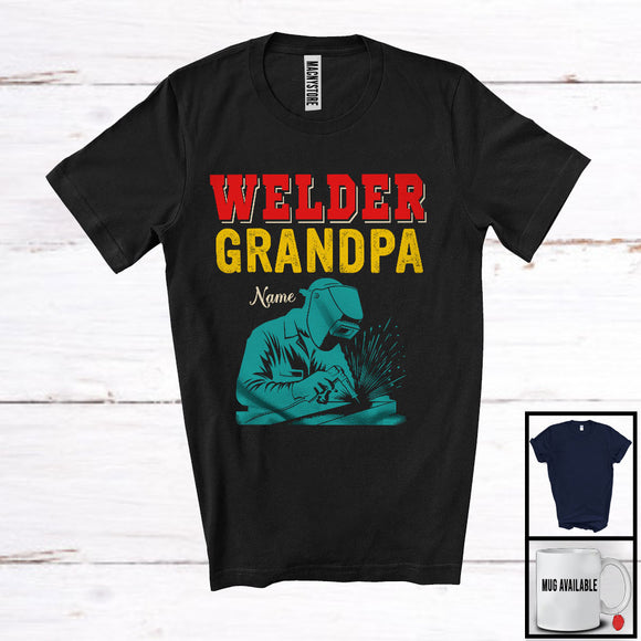 MacnyStore - Personalized Custom Name Welder Grandpa, Amazing Father's Day Vintage, Family Group T-Shirt