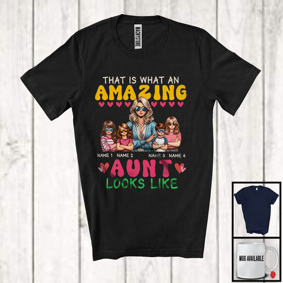 MacnyStore - Personalized Custom Name What An Amazing Aunt Looks Like, Lovely Mother's Day 1 Boy 3 Girls Family T-Shirt