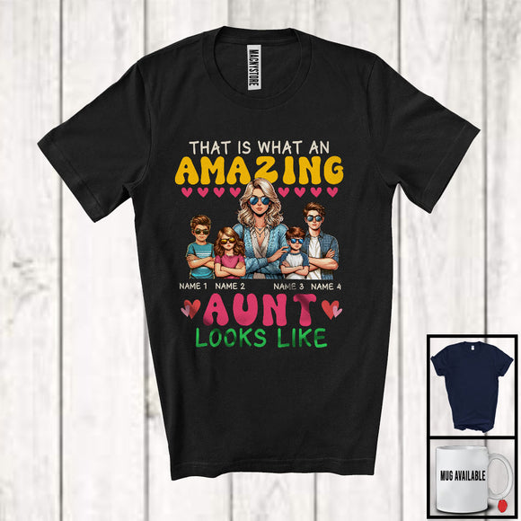 MacnyStore - Personalized Custom Name What An Amazing Aunt Looks Like, Lovely Mother's Day 3 Boys 1 Girl Family T-Shirt