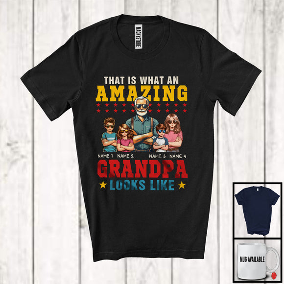 MacnyStore - Personalized Custom Name What An Amazing Grandpa Looks Like, Cool Father's Day 2 Boys 2 Girls Family T-Shirt
