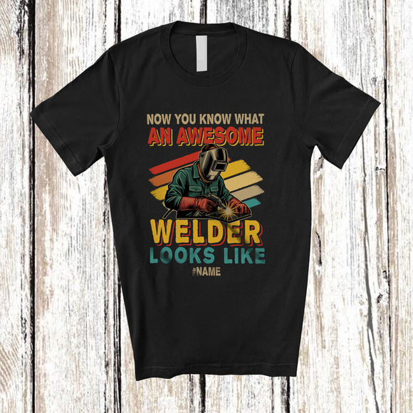 MacnyStore - Personalized Custom Name What An Awesome Welder Looks Like; Proud Vintage Welder Family T-Shirt
