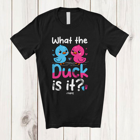 MacnyStore - Personalized Custom Name What The Duck Is It; Adorable Pregnancy Gender Reveal Birds; Family T-Shirt
