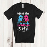 MacnyStore - Personalized Custom Name What The Duck Is It; Adorable Pregnancy Gender Reveal Birds; Family T-Shirt