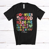 MacnyStore - Personalized Custom Name When God Made Me This'll Be Fun; Lovely Flowers Leopard Cross Groovy T-Shirt