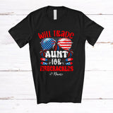 MacnyStore - Personalized Custom Name Will Trade Aunt For Firecrackers; Proud 4th Of July Sunglasses; Family T-Shirt