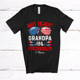 MacnyStore - Personalized Custom Name Will Trade Grandpa For Firecrackers; Proud 4th Of July Sunglasses T-Shirt