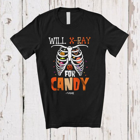 MacnyStore - Personalized Custom Name Will X-Ray For Candy; Lovely Halloween Skeleton X-Ray Radiology Candy T-Shirt