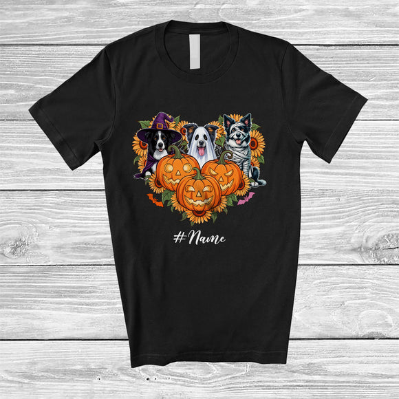 MacnyStore - Personalized Custom Name Witch Boo Mummy Border Collie Heart; Lovely Halloween Pumpkin T-Shirt
