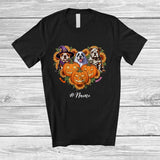 MacnyStore - Personalized Custom Name Witch Boo Mummy Bulldog Heart; Lovely Halloween Sunflower Pumpkin T-Shirt