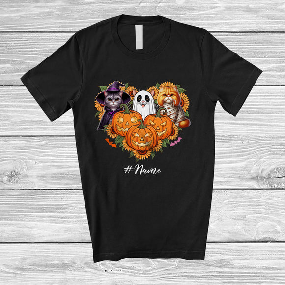 MacnyStore - Personalized Custom Name Witch Boo Mummy Cat Heart; Lovely Halloween Sunflower Pumpkin T-Shirt