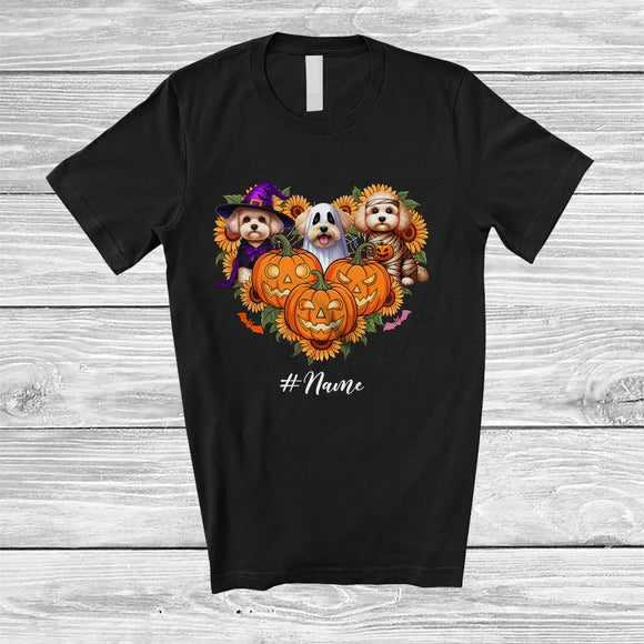 MacnyStore - Personalized Custom Name Witch Boo Mummy Maltipoos Heart; Lovely Halloween Sunflower Pumpkin T-Shirt