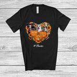 MacnyStore - Personalized Custom Name Witch Boo Mummy Whippet Heart; Lovely Halloween Sunflower Pumpkin T-Shirt