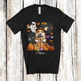 MacnyStore - Personalized Custom Name Witch Corgi Drink Coffee; Horror Halloween Boo Ghost Pumpkin T-Shirt