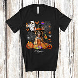 MacnyStore - Personalized Custom Name Witch French Bulldog Drink Coffee; Horror Halloween Boo Ghost Pumpkin T-Shirt