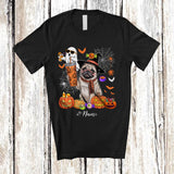 MacnyStore - Personalized Custom Name Witch Pug Drink Coffee; Horror Halloween Boo Ghost Pumpkin T-Shirt
