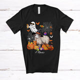 MacnyStore - Personalized Custom Name Witch Sheep Boo Drinking Coffee; Joyful Halloween Sheep Farm Farmer T-Shirt