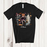 MacnyStore - Personalized Custom Name Witch Skeleton Boo Ghost Girls Squad; Scary Halloween Women Family T-Shirt