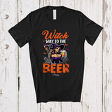 MacnyStore - Personalized Custom Name Witch Way To The Beer; Scary Halloween Witch Drinking Drunker; Family T-Shirt