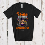 MacnyStore - Personalized Custom Name Witch Way To The Sandwich; Scary Halloween Witch Eating Food; Family T-Shirt
