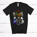 MacnyStore - Personalized Custom Name Witch Zombies Skeleton Pumpkin Collection; Creepy Halloween Family T-Shirt