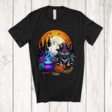 MacnyStore - Personalized Custom Name Wolf Witch; Creepy Halloween Moon Boo Ghost Wild Animal Lover T-Shirt