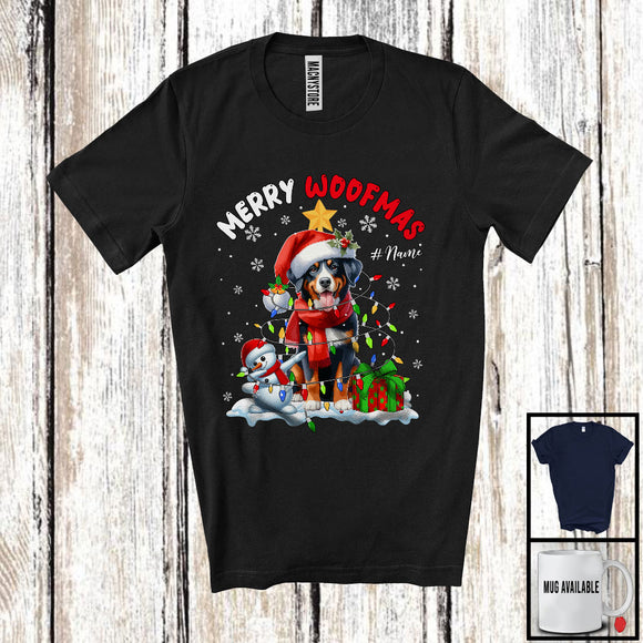 MacnyStore - Personalized Custom Name Woofmas; Lovely Christmas Lights Santa Appenzeller Sennenhund; Snowman T-Shirt