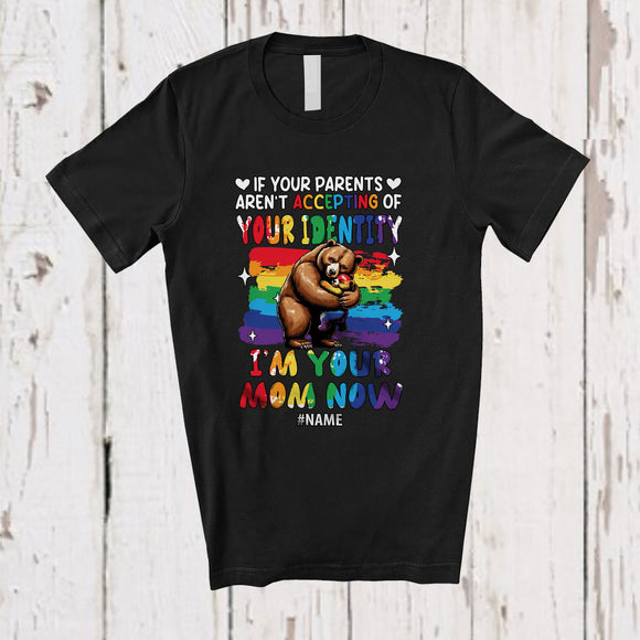 MacnyStore - Personalized Custom Name Your Parents Aren't Accepting Your Identity; Joyful Mom Bear LGBTQ T-Shirt