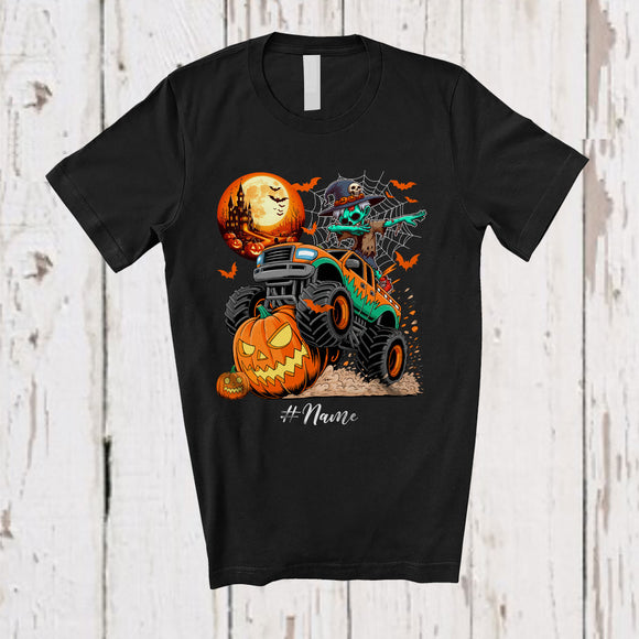 MacnyStore - Personalized Custom Name Zombie Dabbing On Monster Truck; Scary Halloween Pumpkin T-Shirt