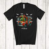 MacnyStore - Personalized Custom Name Zombies Rat On Fire Truck; Horror Halloween Fire Truck Driving Driver T-Shirt